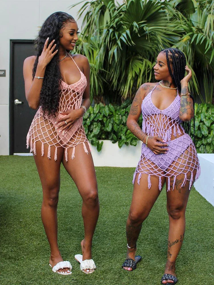 Adogirl Summer Beach  Crochet two piece swimsuit