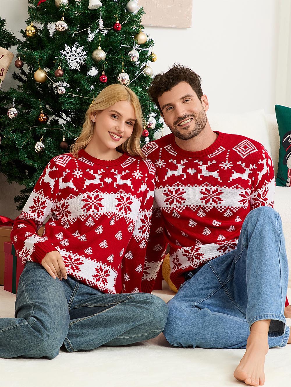 Snowflake Red Fair Isle Christmas Sweater | NCS