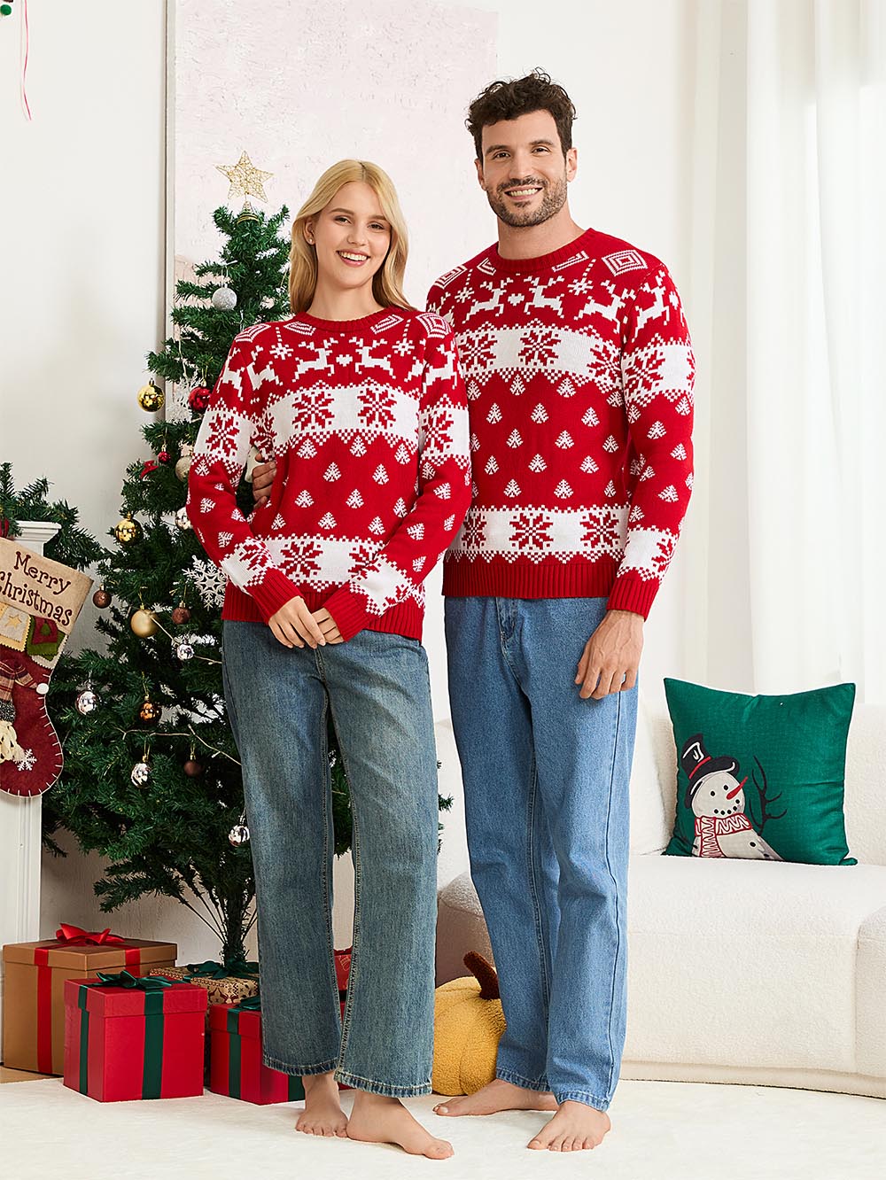 Snowflake Red Fair Isle Christmas Sweater | NCS