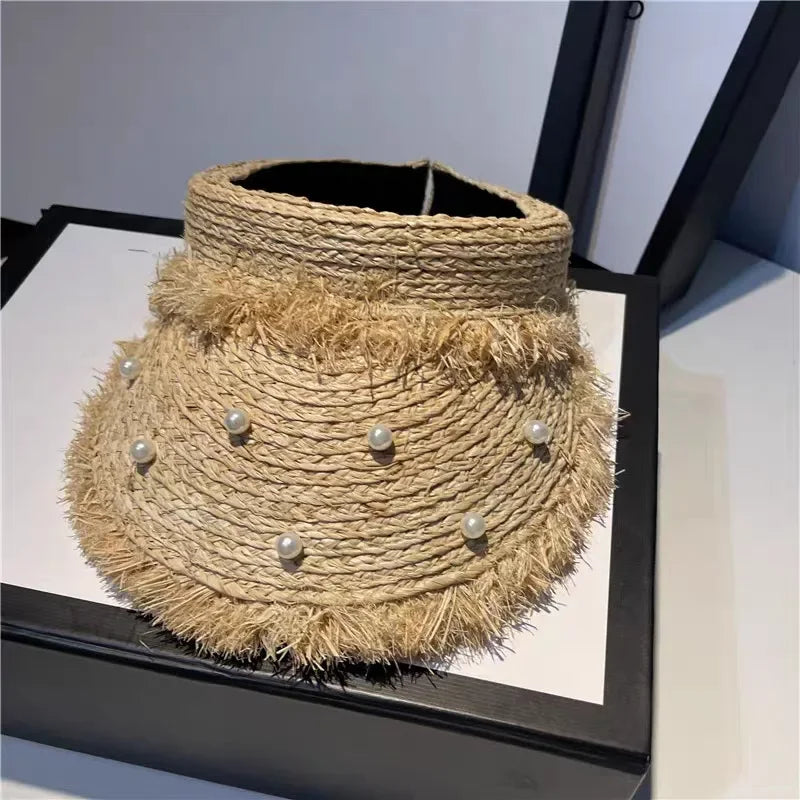 Summer Style Japanese Straw Fringe Visor hat