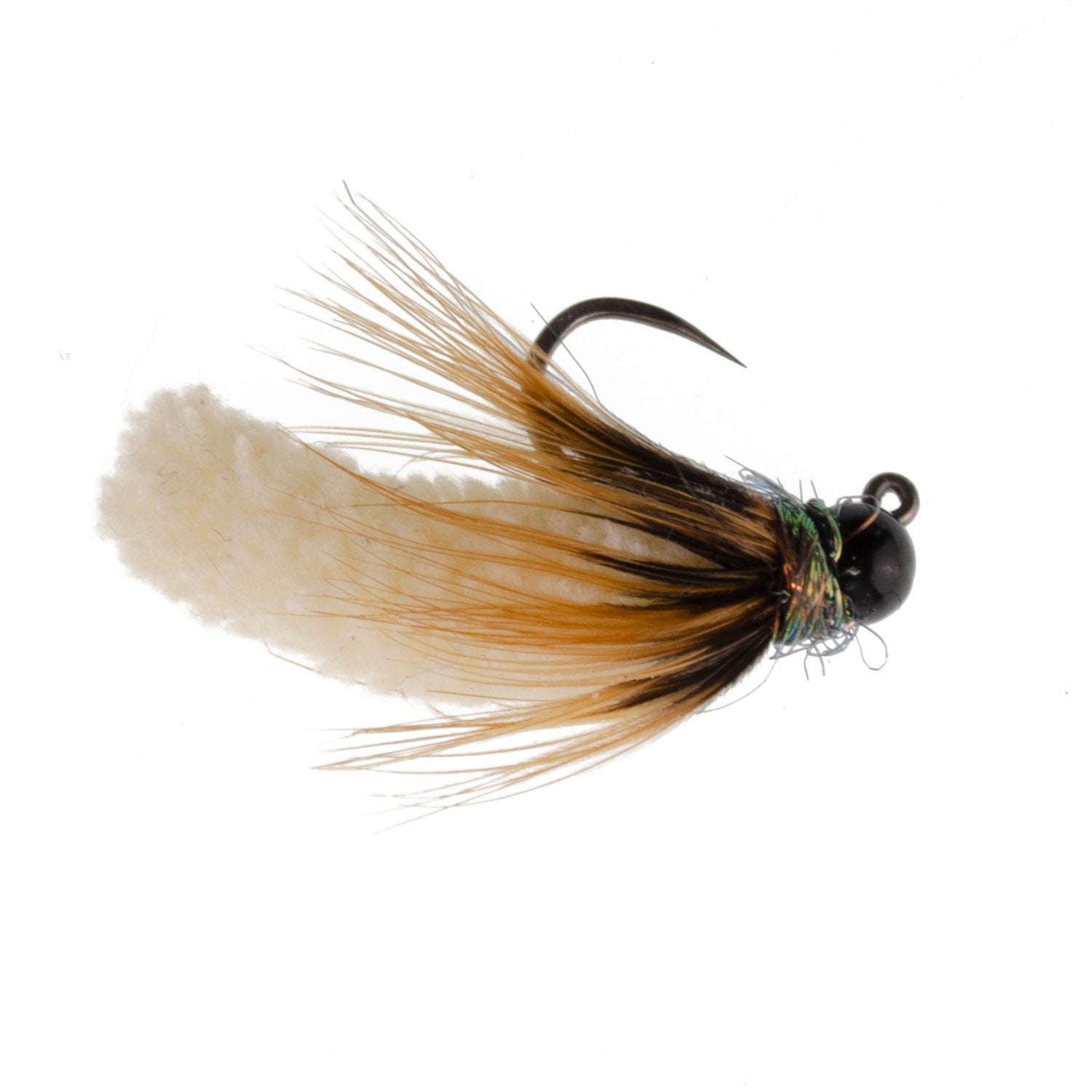 3 Pack Tungsten Bead Cream Mop Fly Tactical Jig Czech Euro Nymph Barbless Fly - 3 Flies Size 14