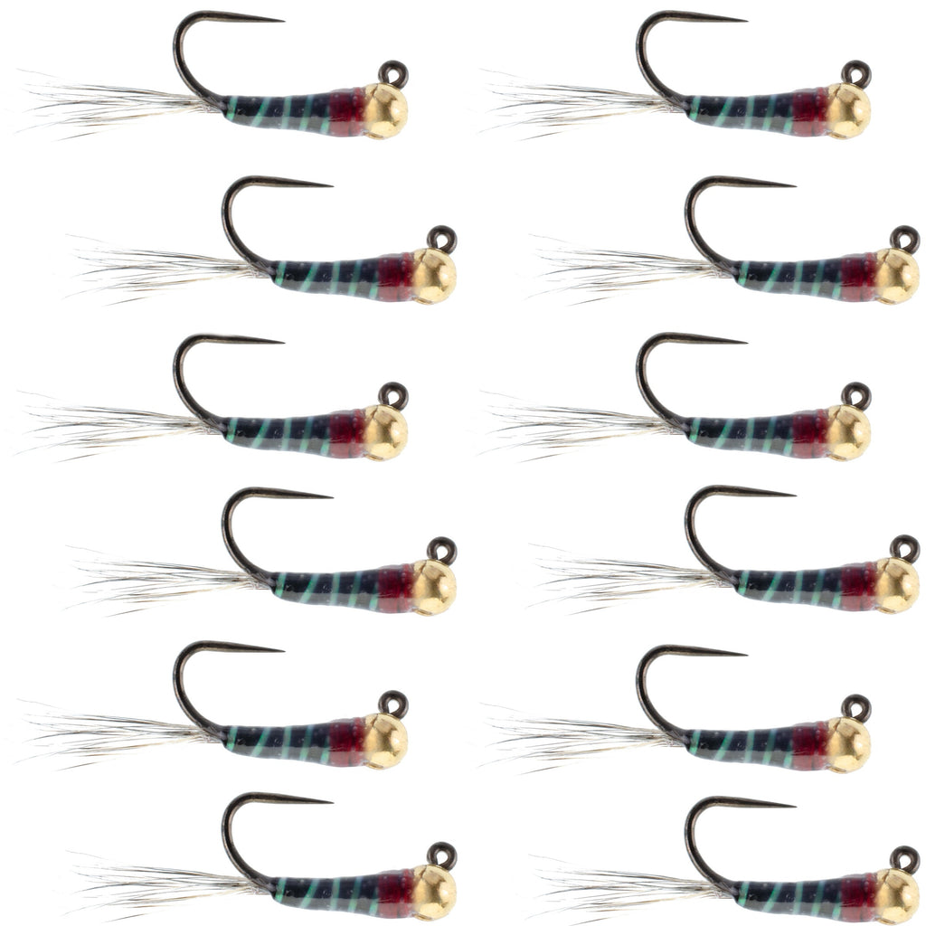 Tungsten Bead Black Perdigon Tactical Jig Czech Euro Nymph Spanish Nymphing Fly - 1 Dozen Flies Size 18