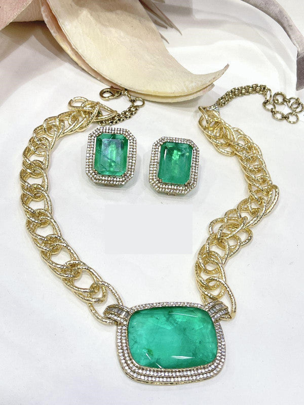 Beautiful Sabya Sachi Inspired Fusion Stone Necklace Set