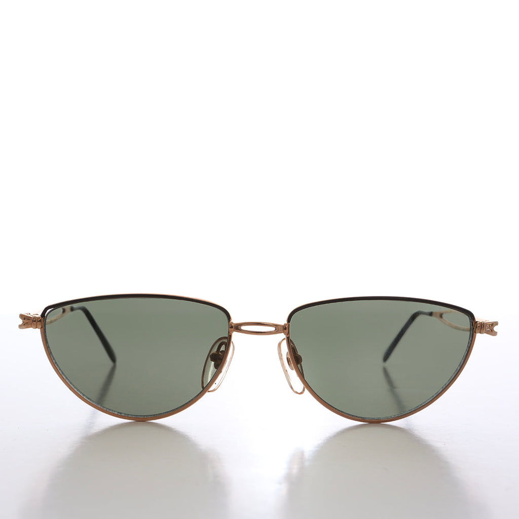 Gold Semi-Oval Vintage Sunglasses - Veanne