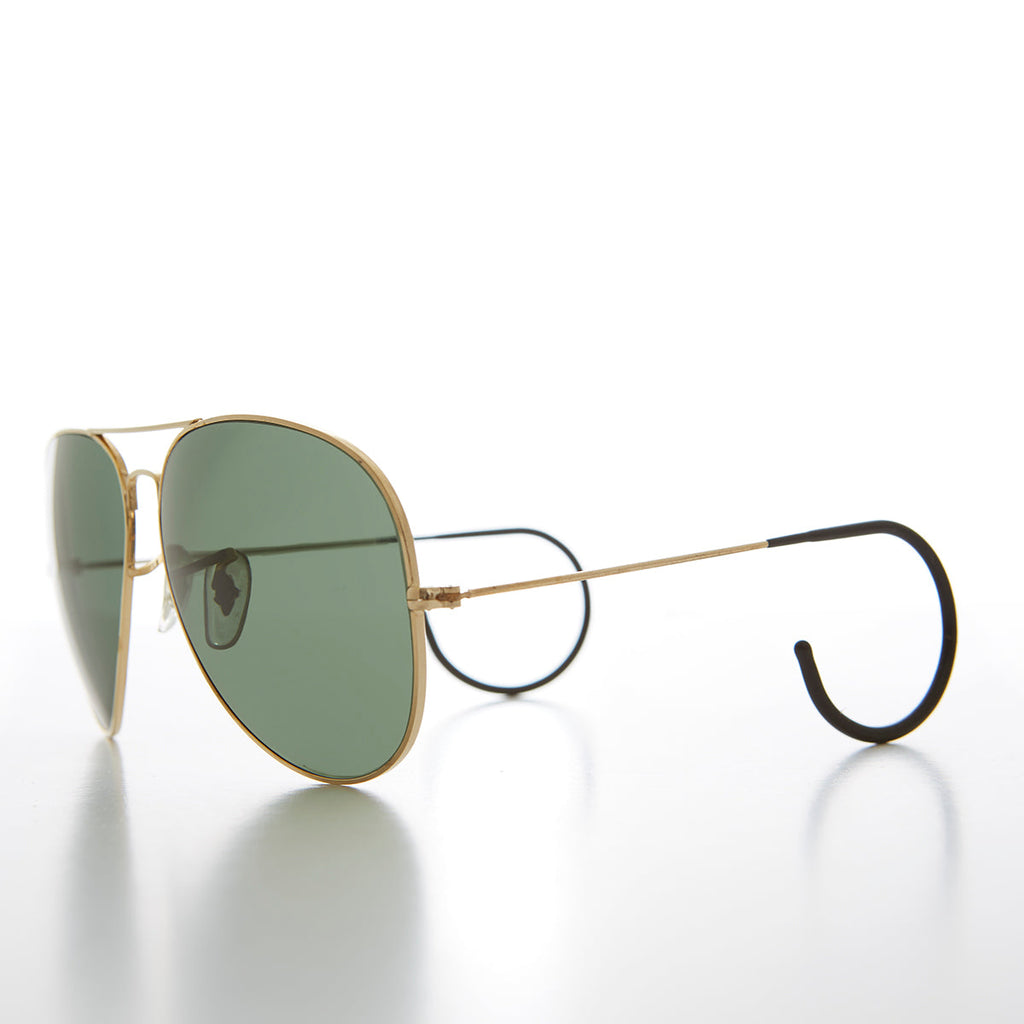 Vintage Aviator Sunglass with Cable Wrap Temple and Glass Lens - Vapor