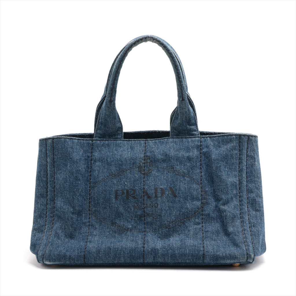 Prada Denim Blue Canapa Logo Tote