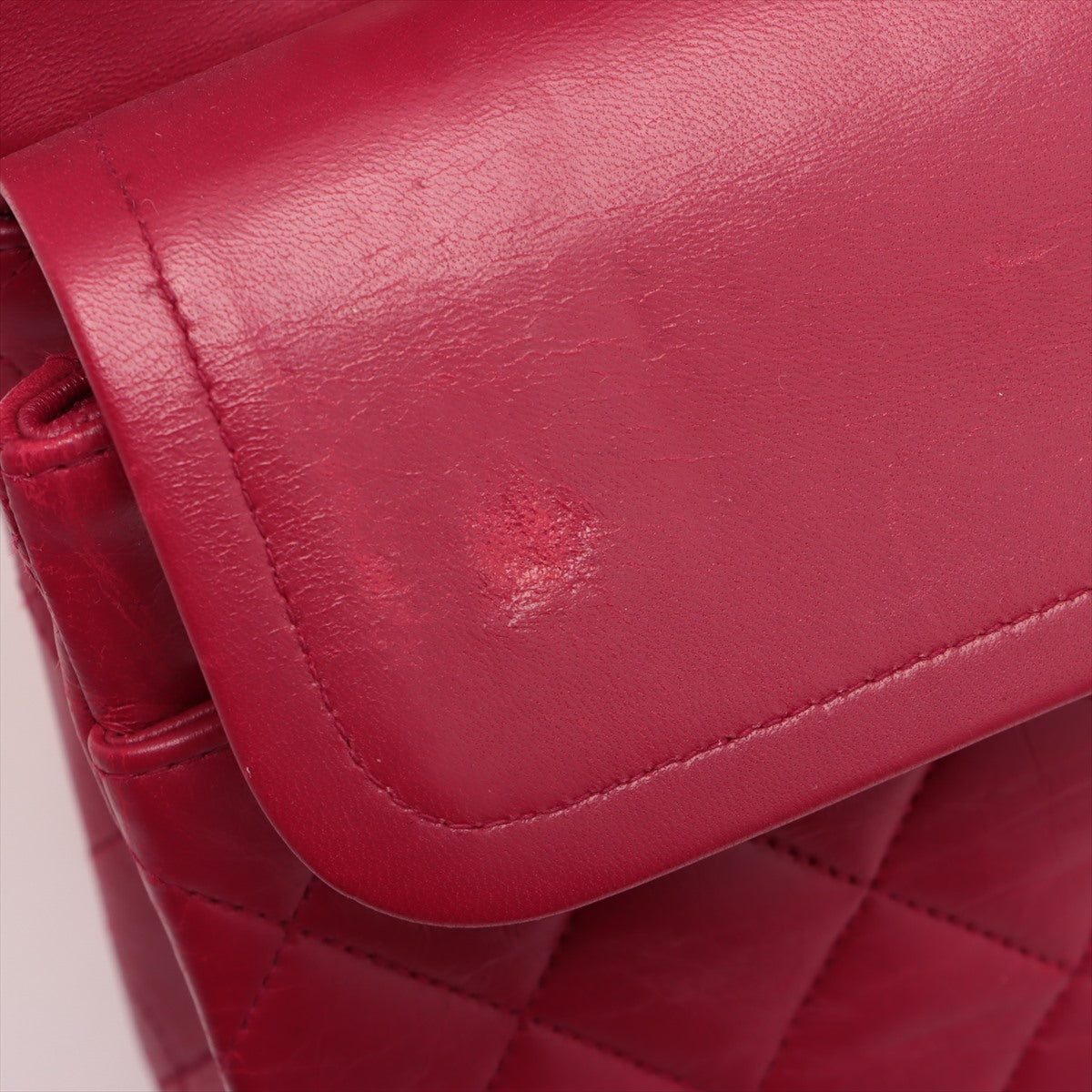 Chanel Matelasse Classic Double Flap 25 Dark Pink Lambskin Gold Metal Fittings 3 Series  #2612
