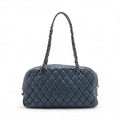 Chanel New Bubble Expandable Zip Bowling Bag Lambskin Shoulder Bag Blue Gunmetal Fittings 14 Series  #2514