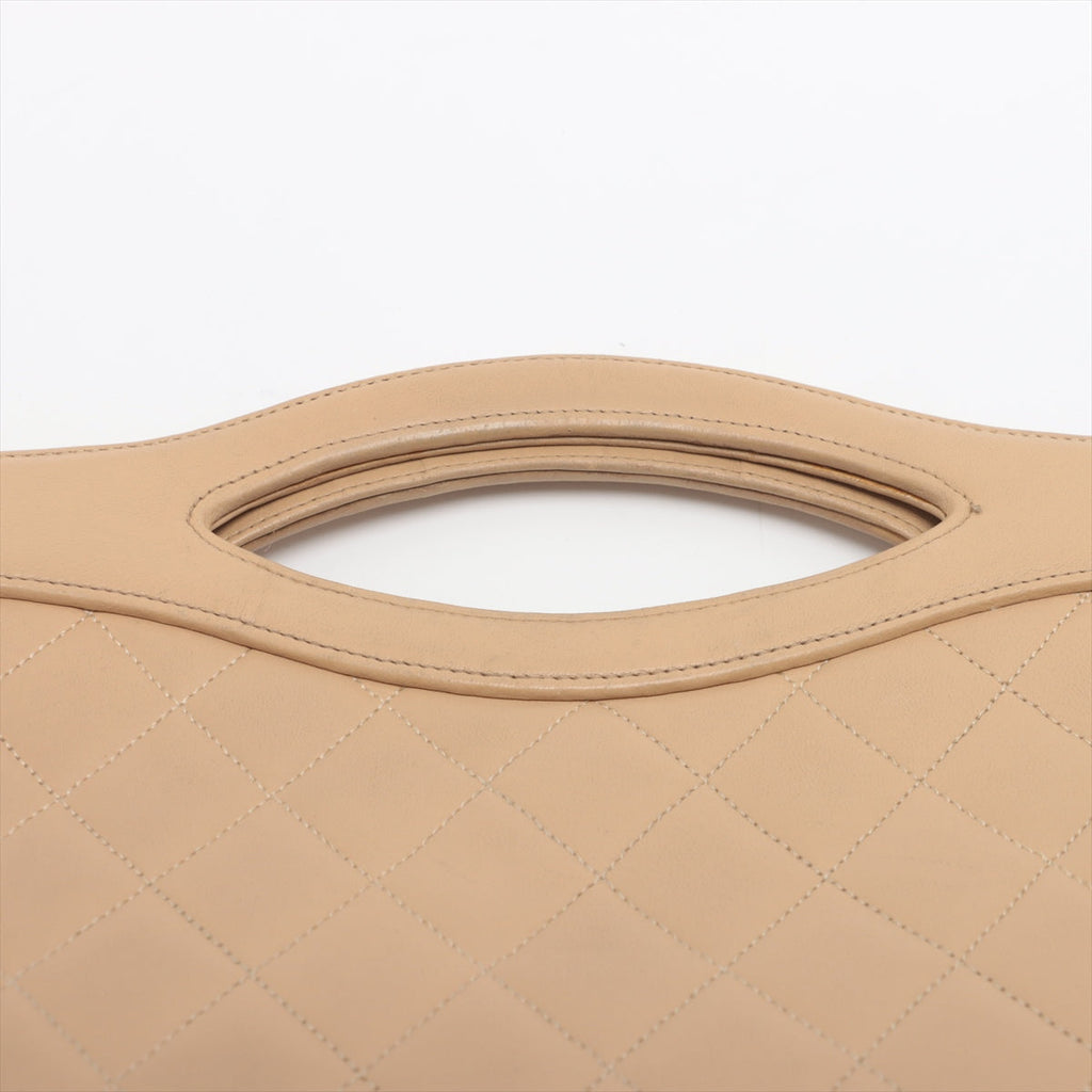 Chanel Matelasse Lambskin 2 Way Shoulder Bag Beige Gold Metal Fittings #3750