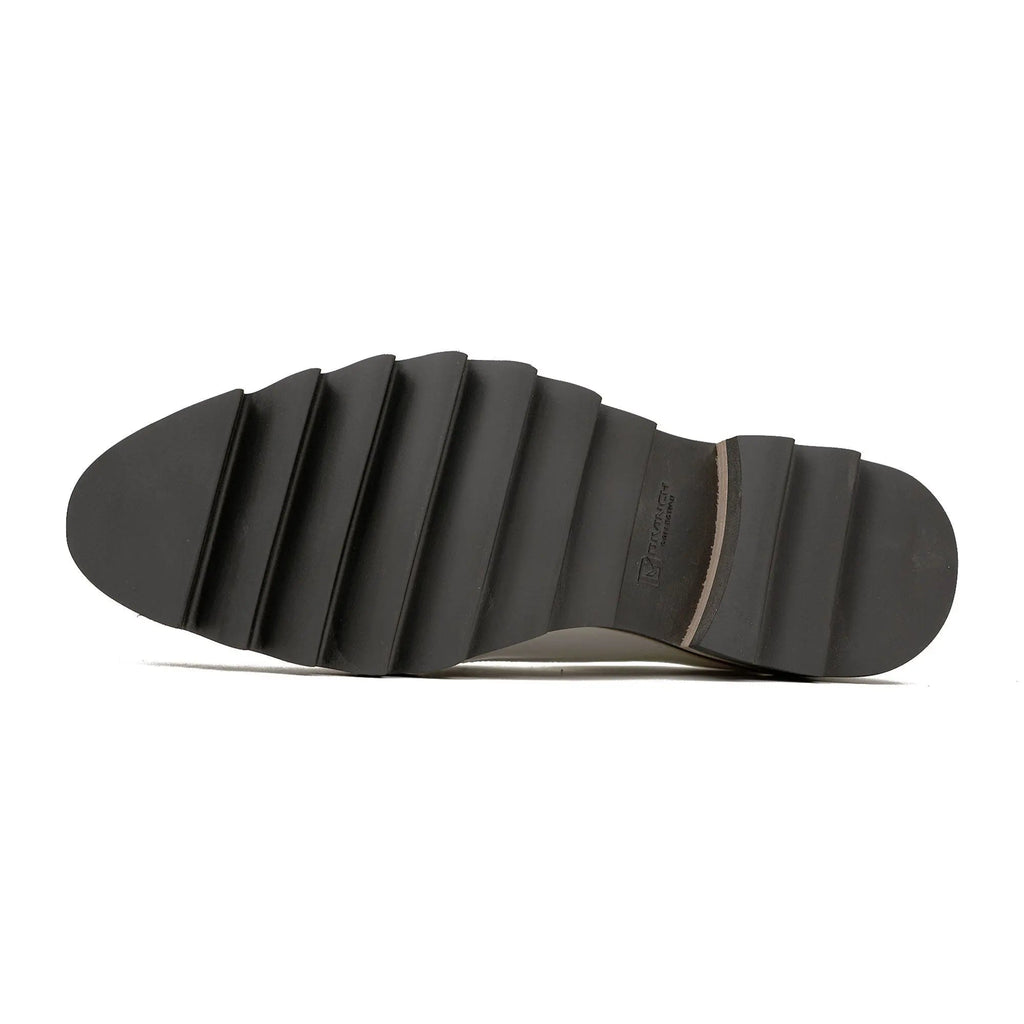 White Leather Monk Strap Shoes with Chunky Soles