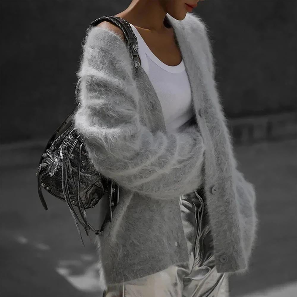 Women’s Faux Mink Relaxed Fit Oversized Cardigan Sweater | NCS