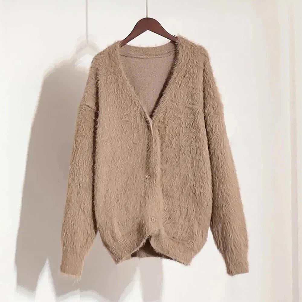 Women’s Faux Mink Relaxed Fit Oversized Cardigan Sweater | NCS