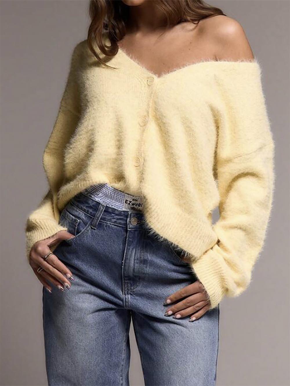 Women’s Faux Mink Relaxed Fit Oversized Cardigan Sweater | NCS