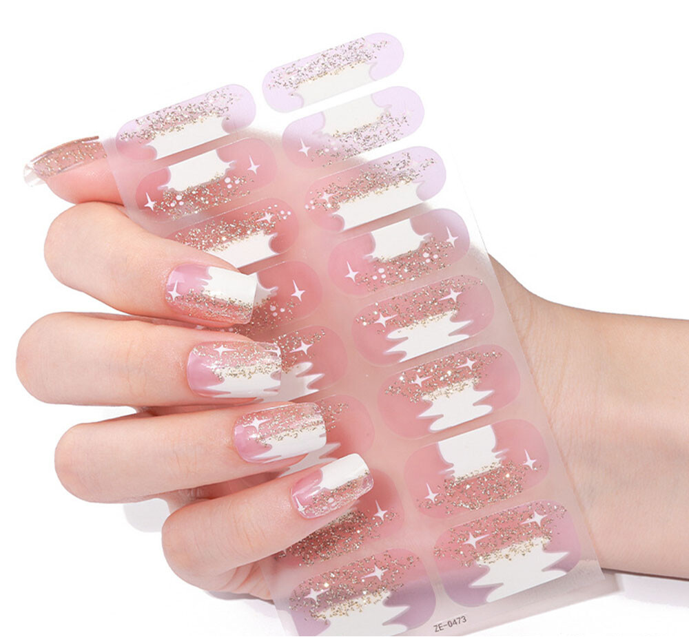 Shimmering Snow Gel Nails