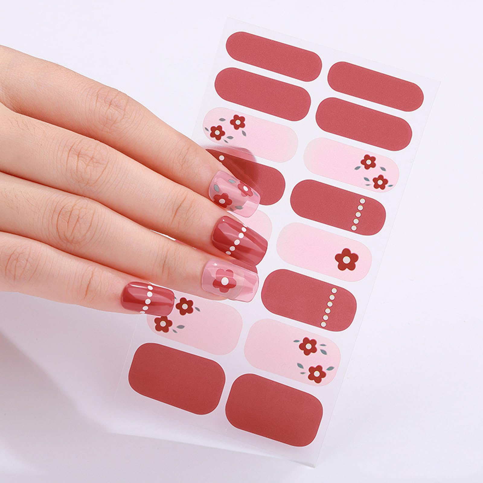 Red Daisy Gel Nails