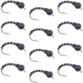 Black Zebra Midge - Black Bead Head - 1 Dozen - Size 18 - Tailwater and Lake Fly Fishing Flies