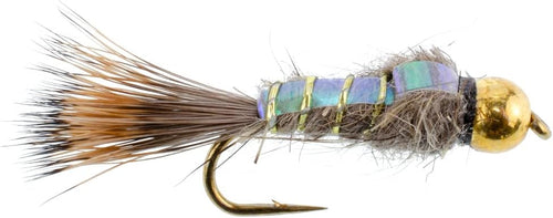 3 Pack Gold Bead Head Flash Back Gold Ribbed Hare's Ear Nymph Fly Fishing Flies Hook Size 14