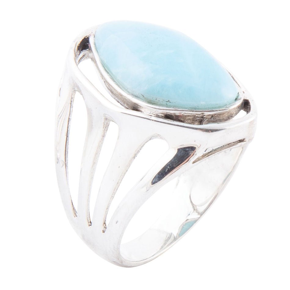 Abstract Blue Larimar and Sterling Silver Statement Ring