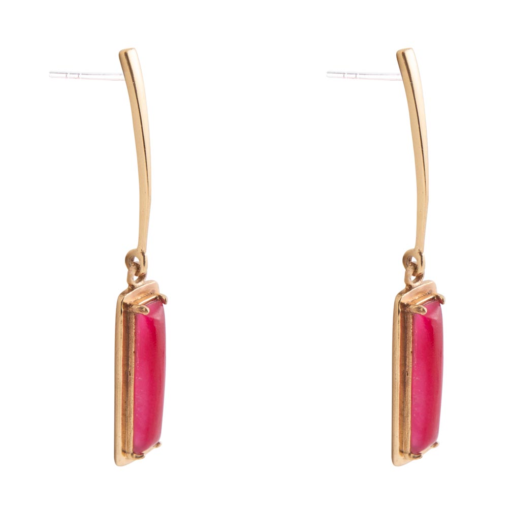 Alpine Red Bordeaux Quartz and Golden Bronze Drop Earrings