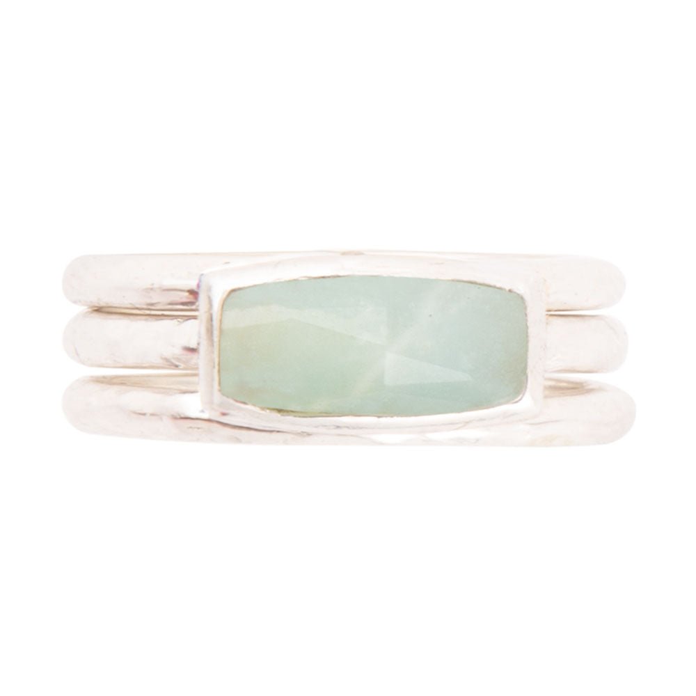 Blue Amazonite and Sterling Stacking Ring Set