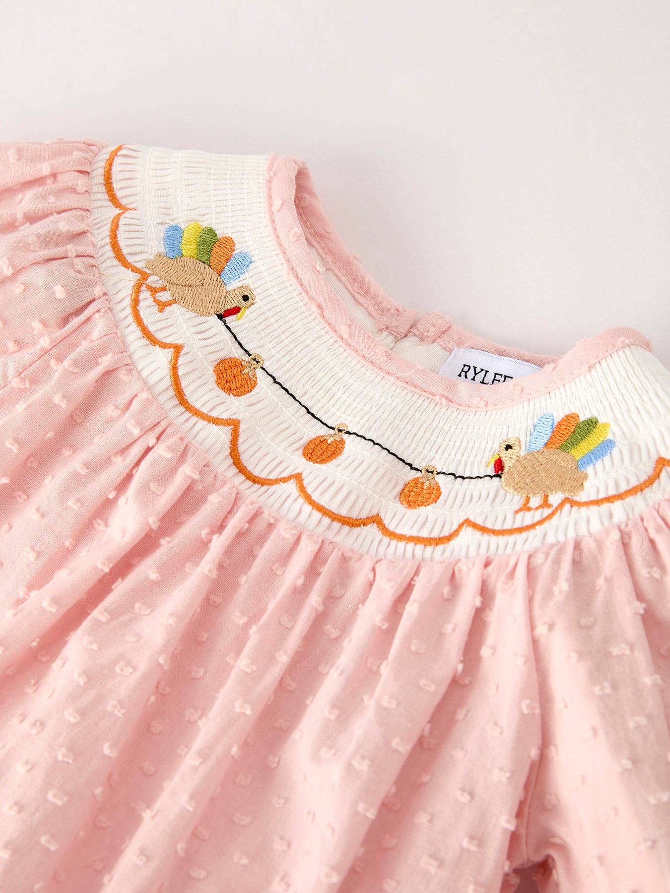 Fall Thanksgiving Turkey  Pumpkin Smock  Baby Romper