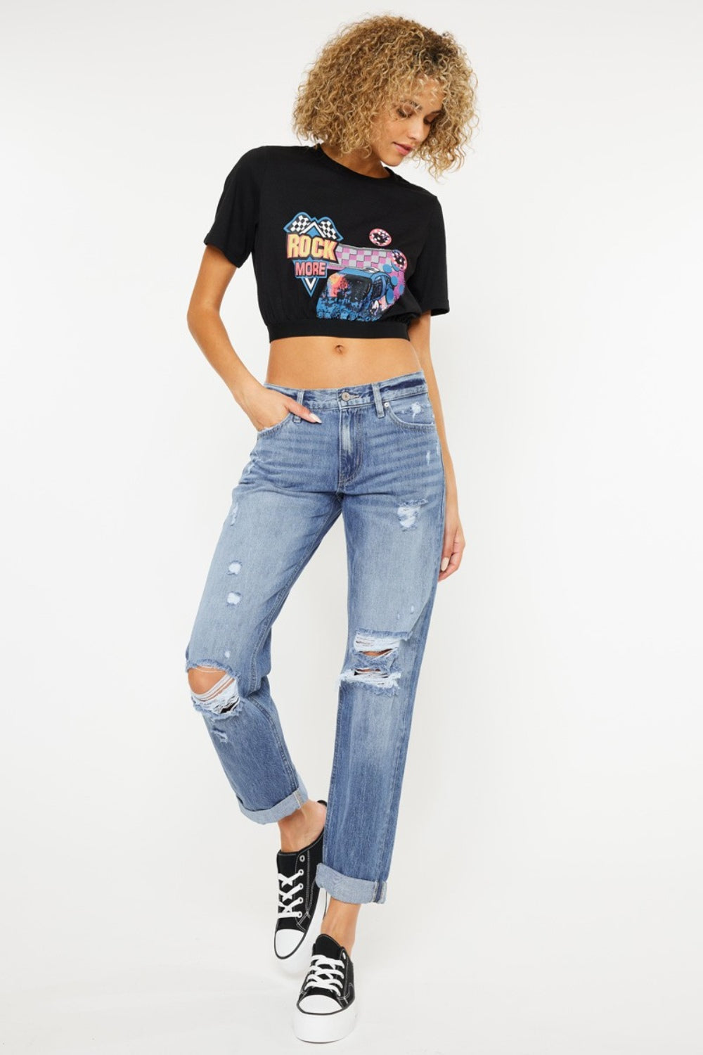 Kancan Mid Rise Distressed Straight Women Jeans
