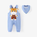 Baby Boy/Girl 2pcs Giraffe Embroidery Jumpsuit and Bib Set