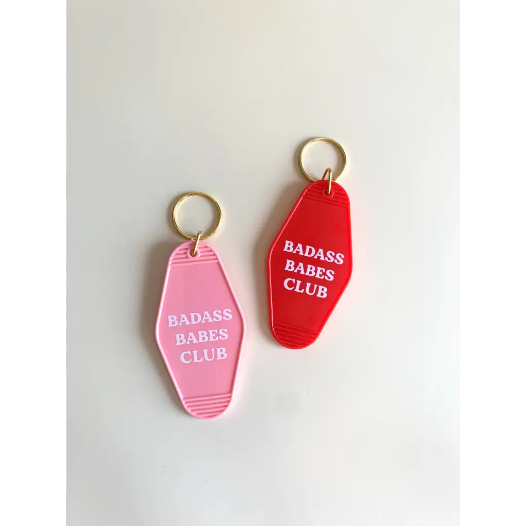Badass Babes Club Pink Motel Keychains for Vintage Vibes
