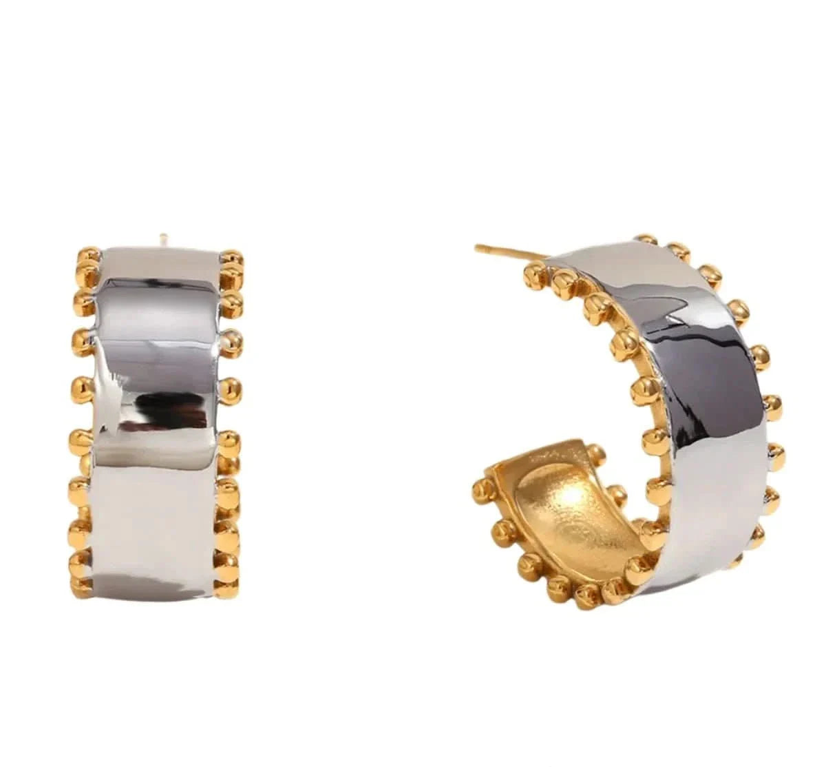 Bead Edge Hoop Earrings