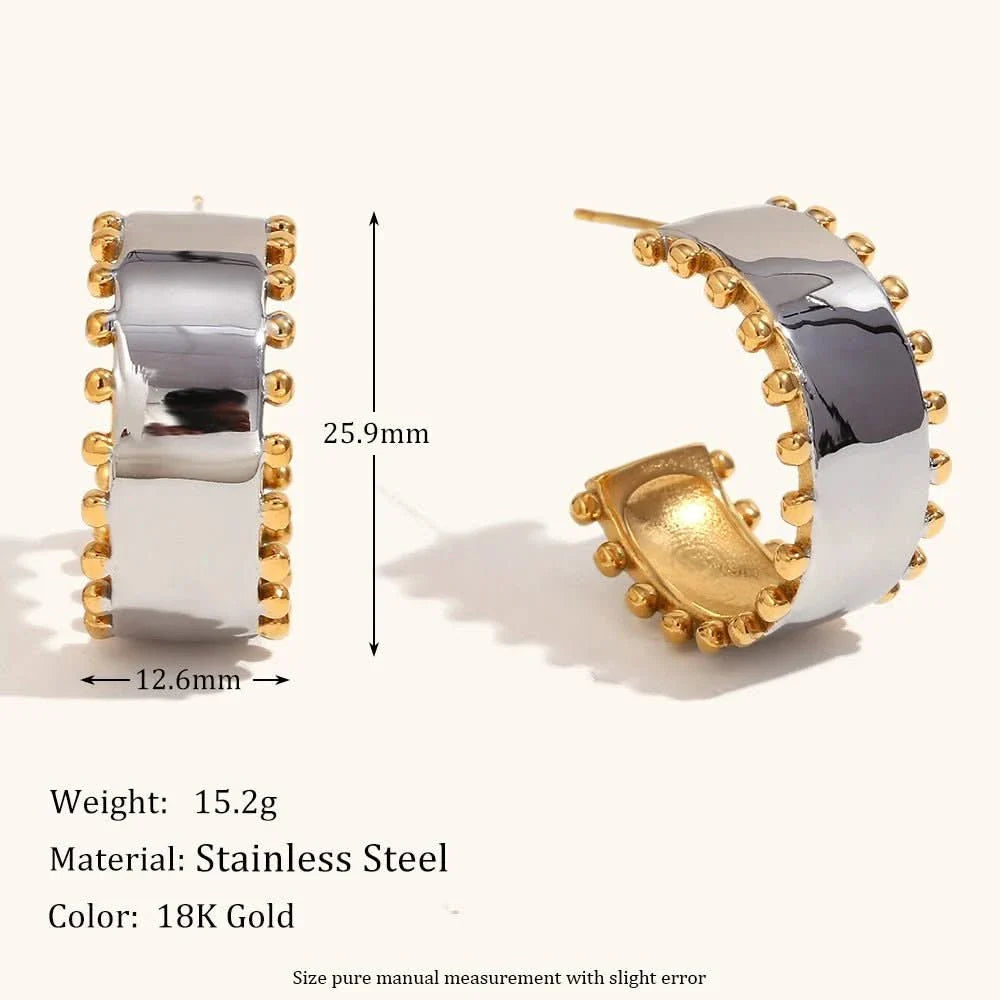 Bead Edge Hoop Earrings