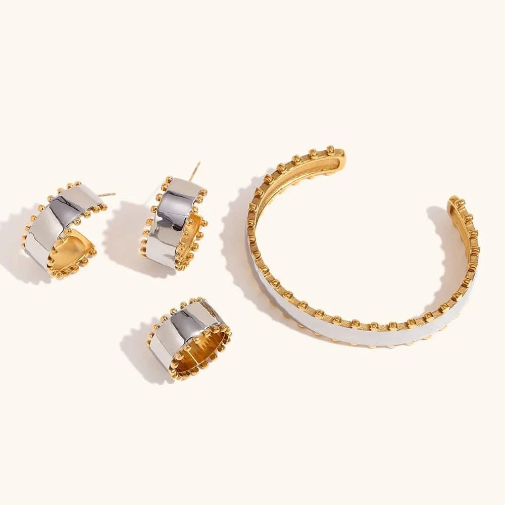 Bead Edge Hoop Earrings