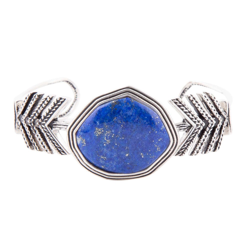 Blue Lapis and Sterling Silver Statement Cuff