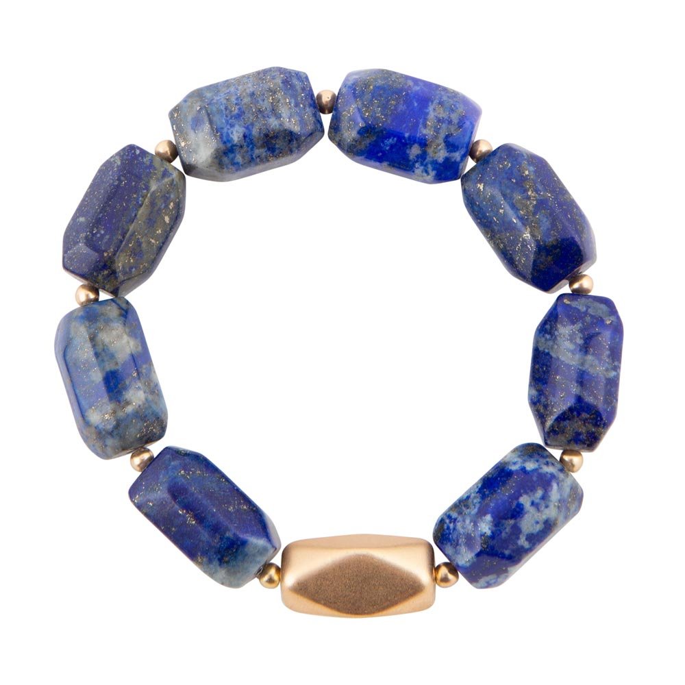 Blue Lapis Nugget Stretch Bracelet