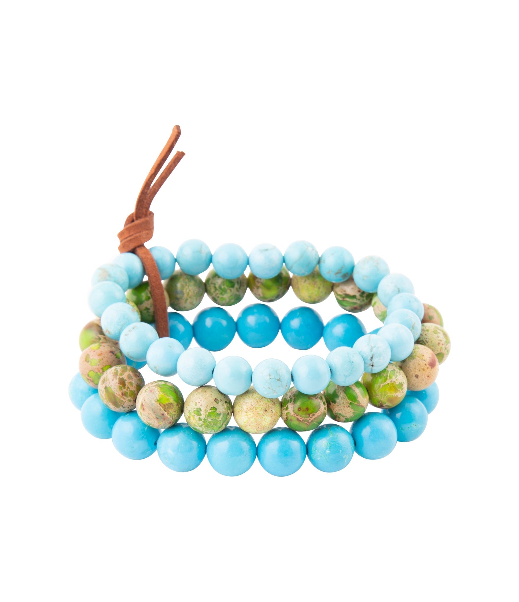 Fresh Twist Lime and Blue Turquoise Stack Bracelet Set