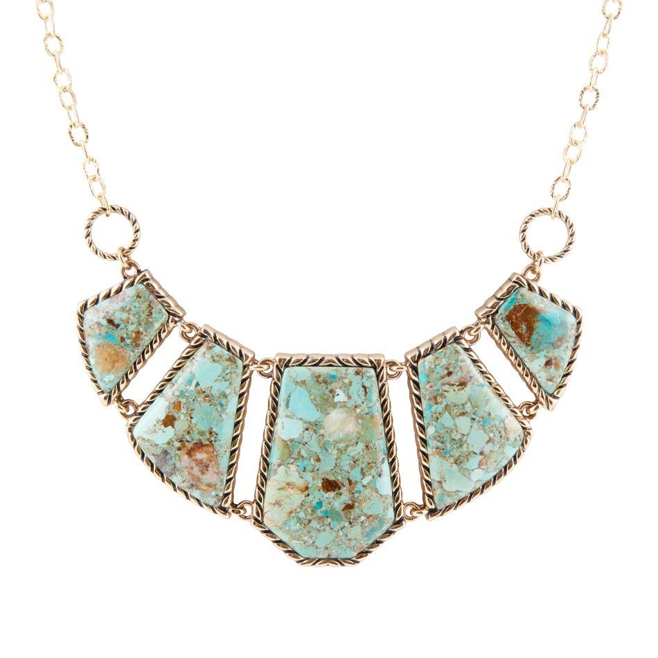Blue Turquoise and Goldtone Statement Necklace