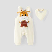 Baby Boy/Girls 2PCS Giraffle Embroidery Jumpsuit and Bid Set