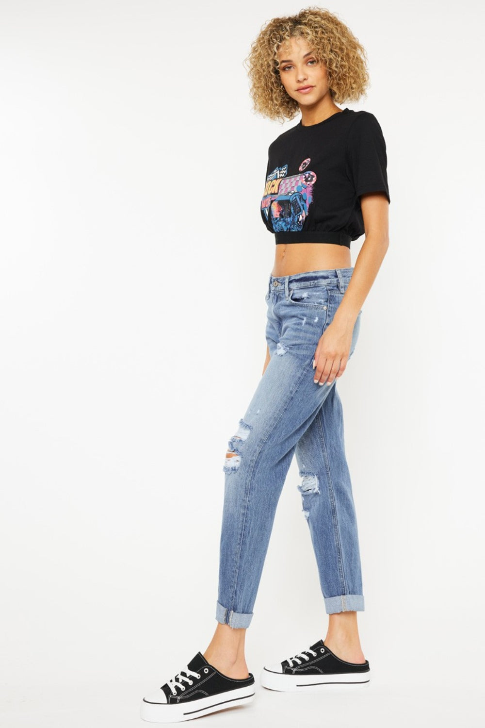 Kancan Mid Rise Distressed Straight Women Jeans