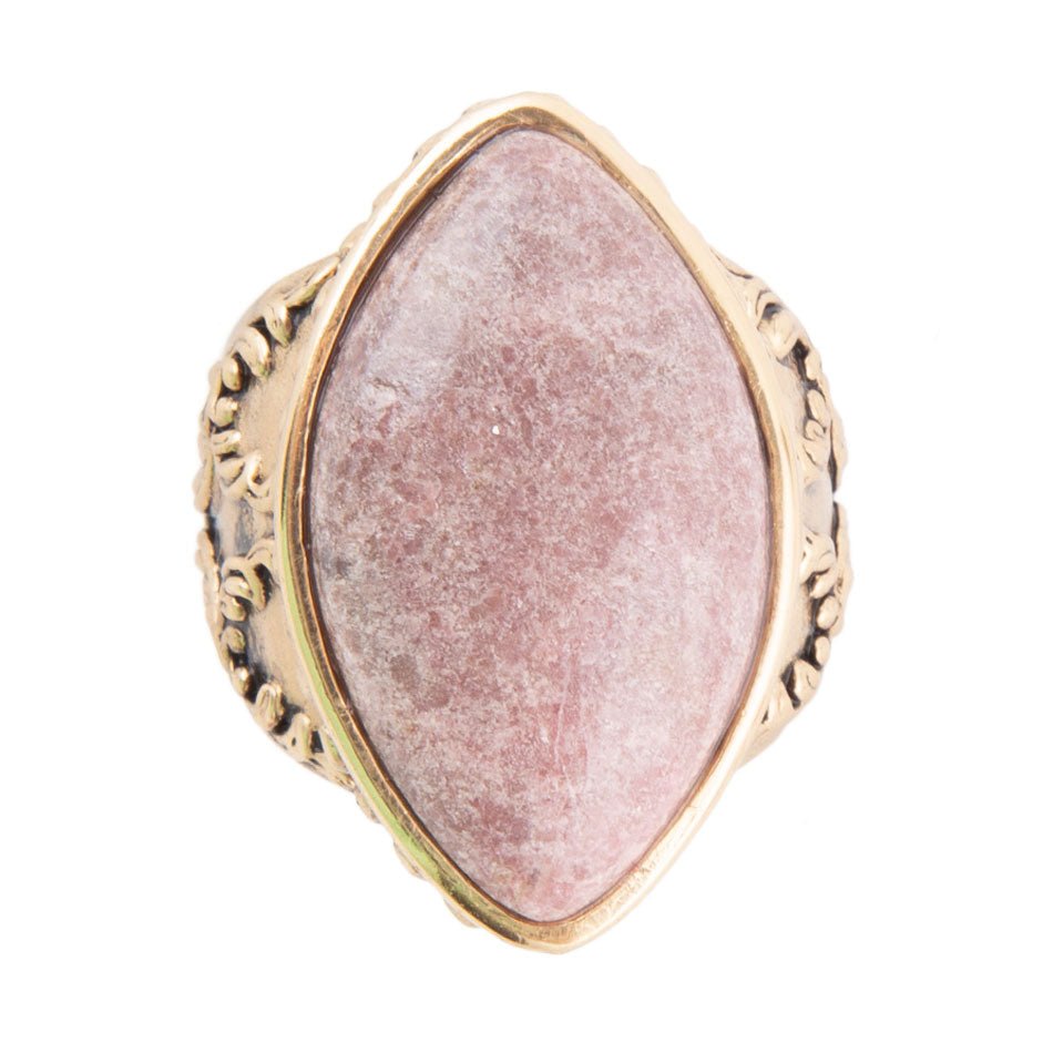Champion Pink Rhodonite Golden Cocktail Ring