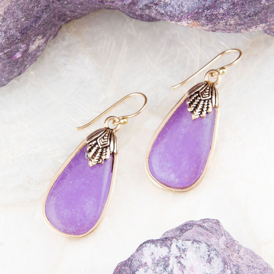Charleston Purple Quartz Golden Drop Earrings