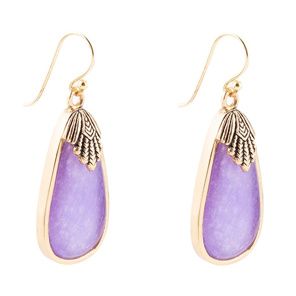Charleston Purple Quartz Golden Drop Earrings
