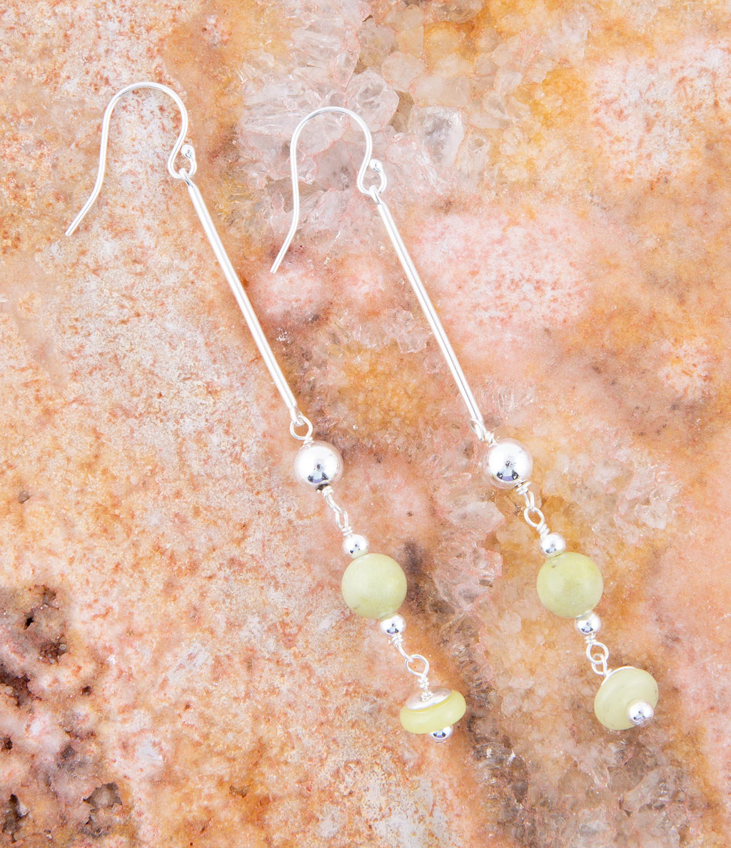 Chartruese Lemon Jade Linear Earrings