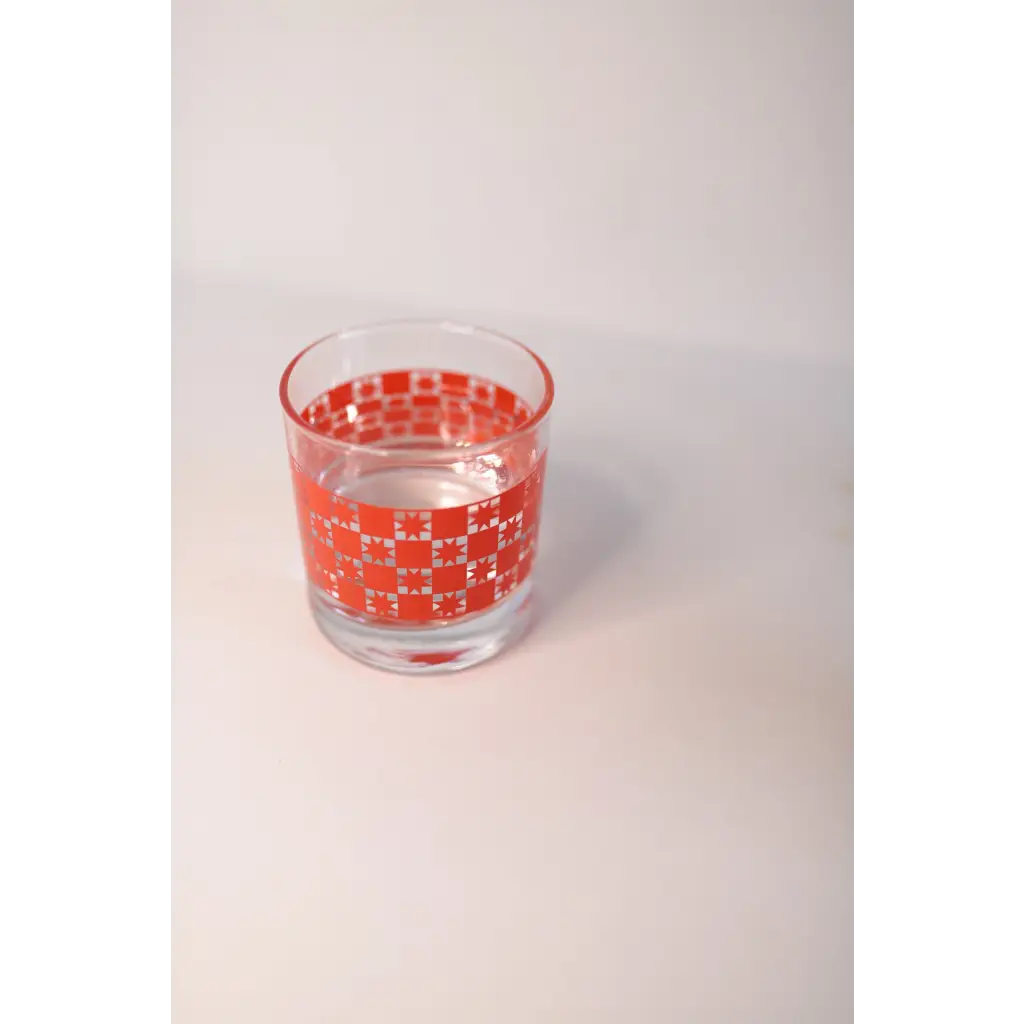 Heavy-based 10oz Gingham Cocktail Glass with Red Pattern