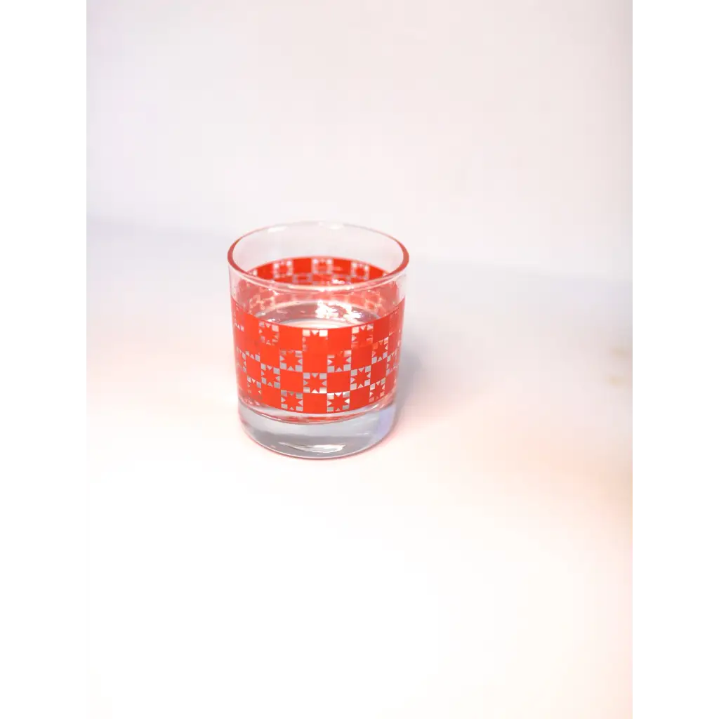 Heavy-based 10oz Gingham Cocktail Glass with Red Pattern