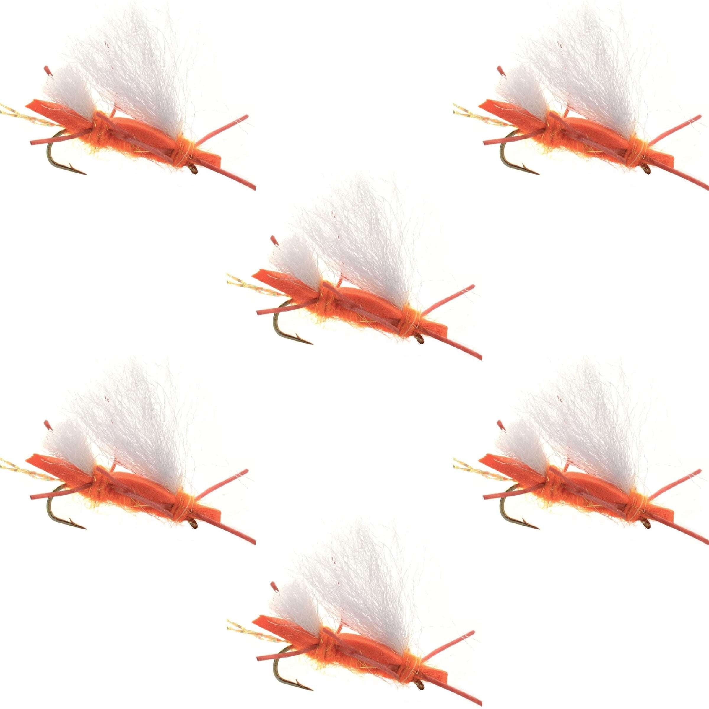 Chubby Chernobyl Ant Orange Foam Body Grasshopper Fly - 6 Flies Hook Size 10