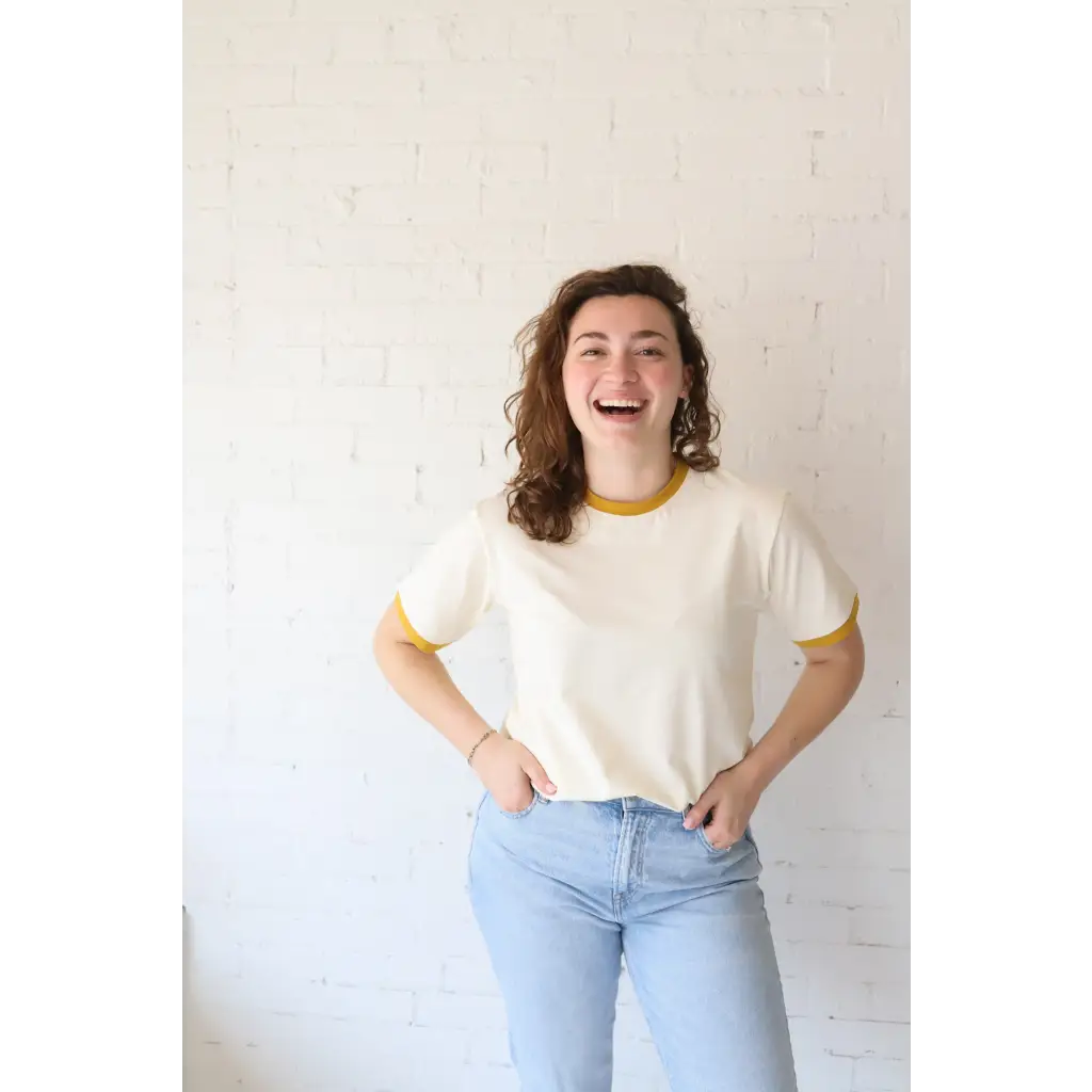 Classic Women's Ringer Tee in Mustard