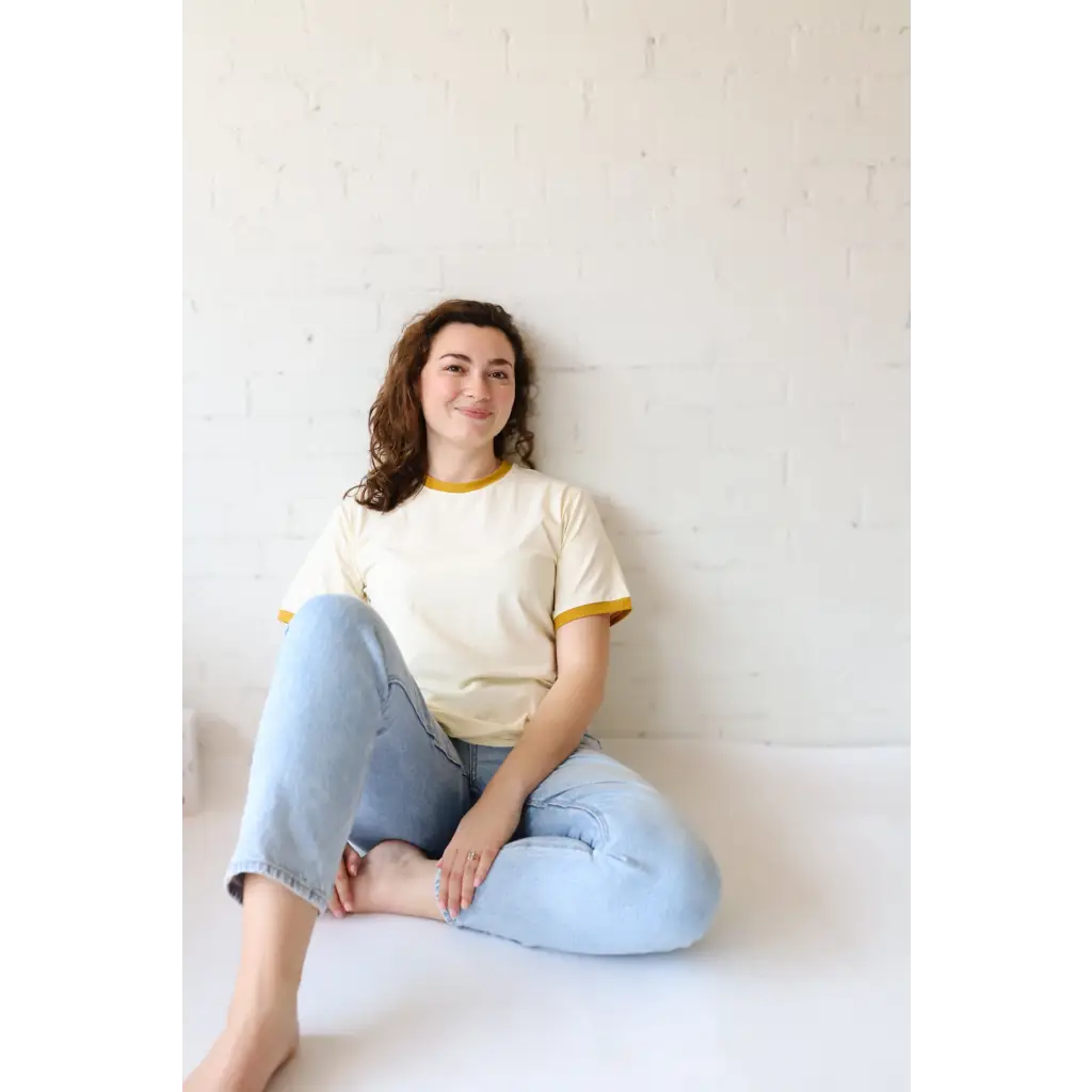 Classic Women's Ringer Tee in Mustard