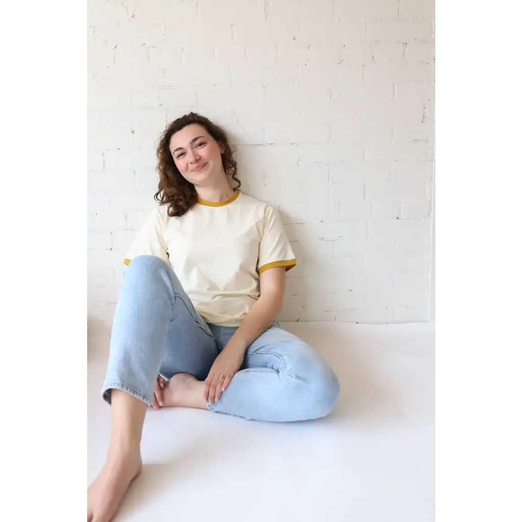 Classic Women's Ringer Tee in Mustard