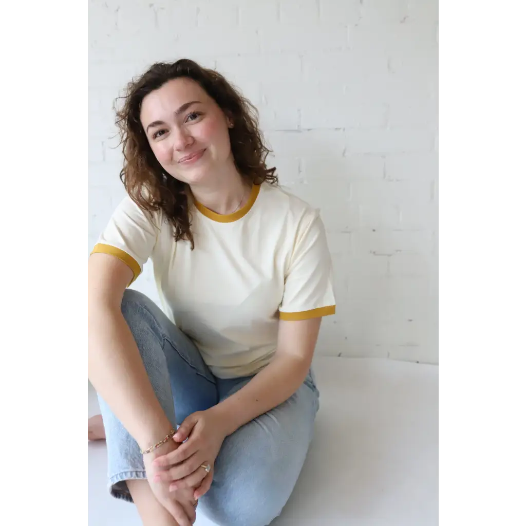 Classic Women's Ringer Tee in Mustard
