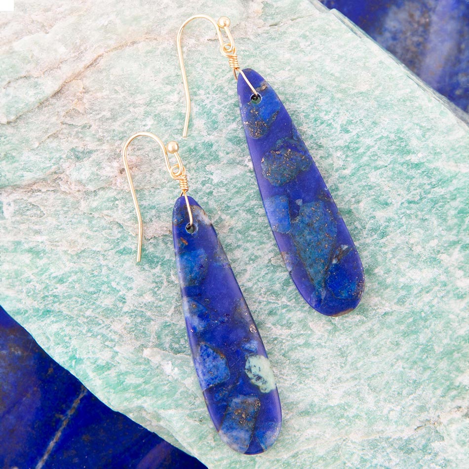 Cobalt Blue Lapis Long Earrings