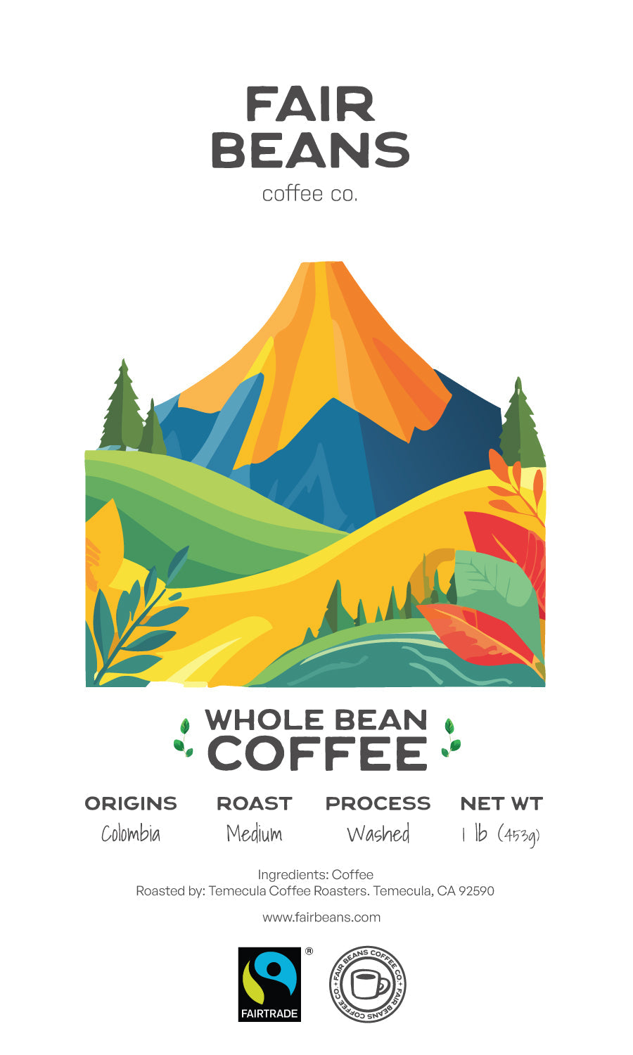 Fairtrade Colombia Coffee Beans - Medium Roast